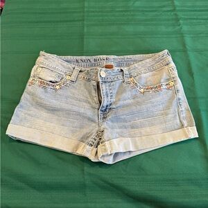 Knox Rose Embroidered Light Blue Jean Shorts